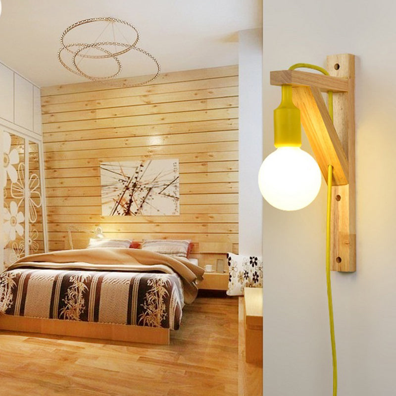 Wooden Simplicity Wall Sconce Household Wall Mounted Lamp for Sitting Room