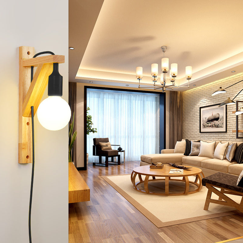 Wooden Simplicity Wall Sconce Household Wall Mounted Lamp for Sitting Room