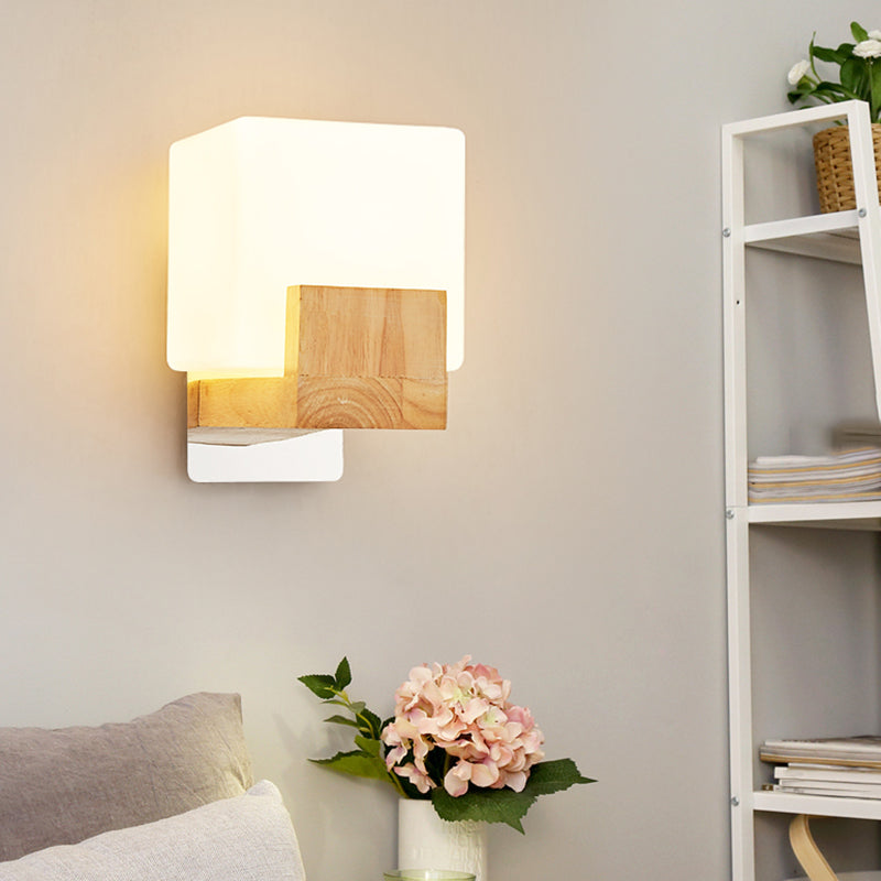 Minimalist Style Wall Mount Light Glass Bedside Wall Sconce Light