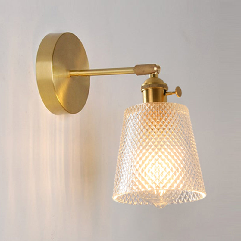 Nordic Modern Wall Light Glass Wall Sconce Light in Brass for Living Room