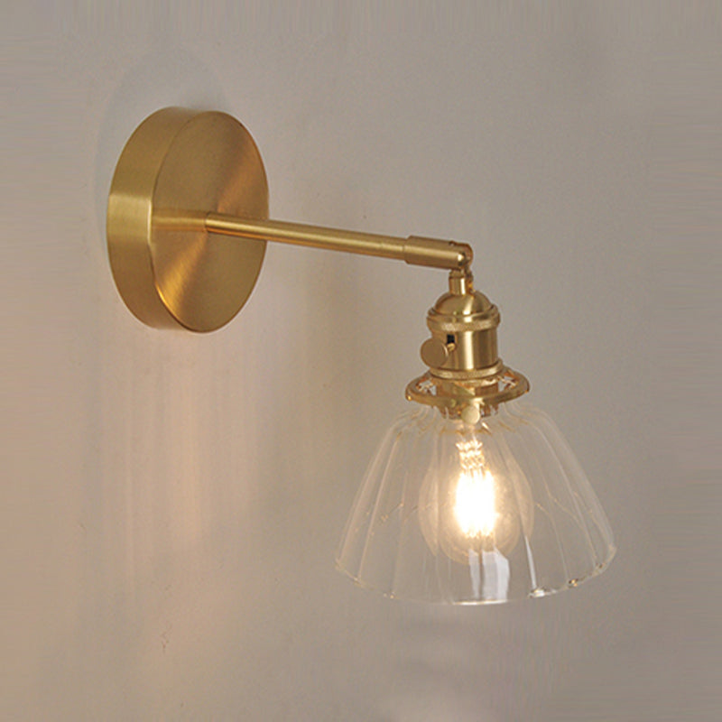 Nordic Modern Wall Light Glass Wall Sconce Light in Brass for Living Room