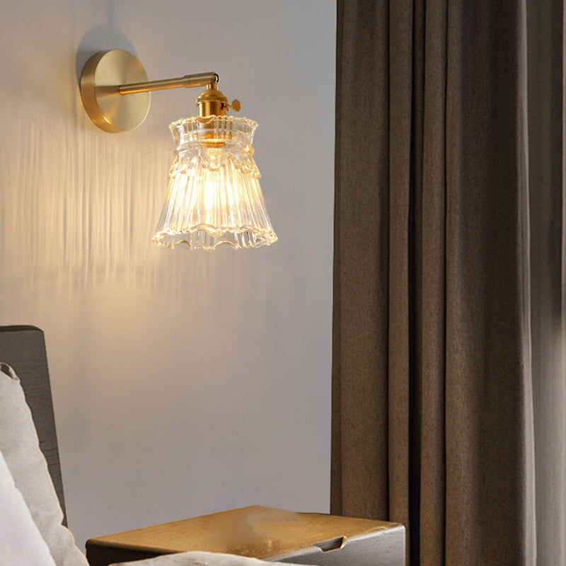 Nordic Modern Wall Light Glass Wall Sconce Light in Brass for Living Room