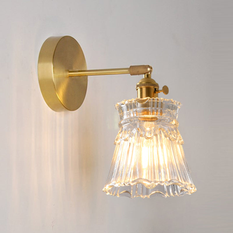 Nordic Modern Wall Light Glass Wall Sconce Light in Brass for Living Room