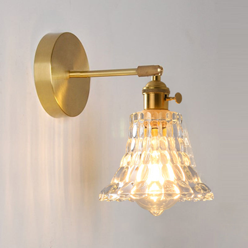 Nordic Modern Wall Light Glass Wall Sconce Light in Brass for Living Room
