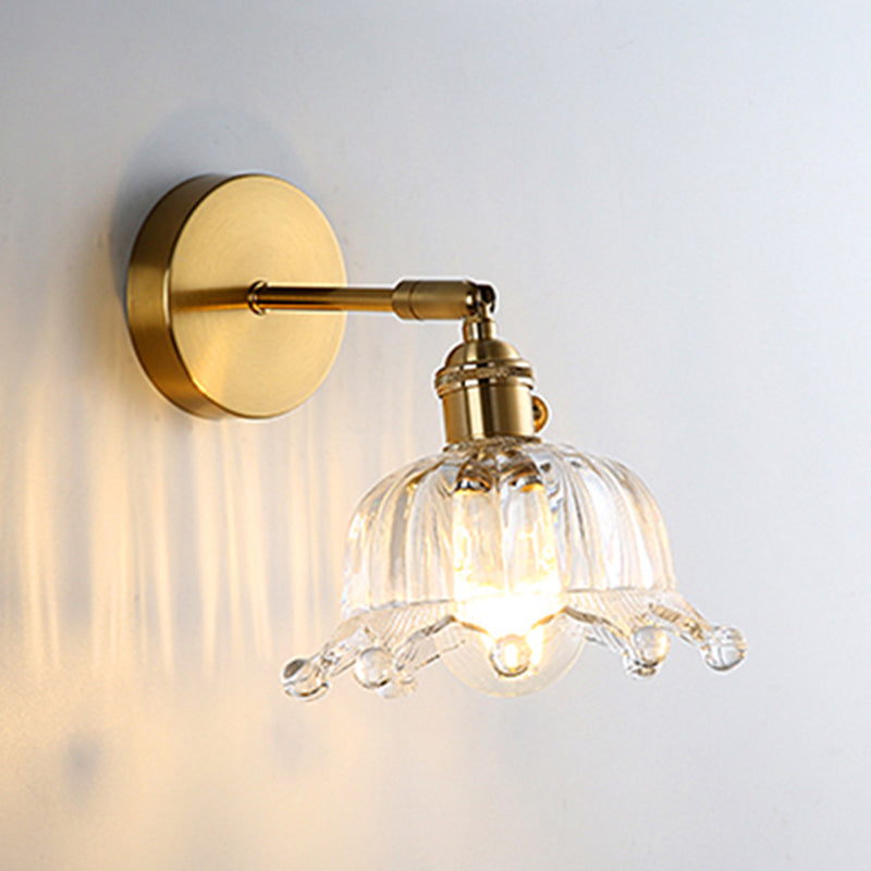 Nordic Modern Wall Light Glass Wall Sconce Light in Brass for Living Room