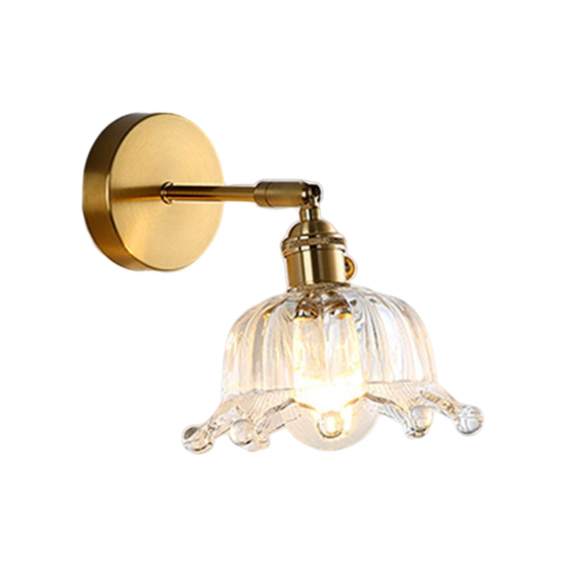 Nordic Modern Wall Light Glass Wall Sconce Light in Brass for Living Room