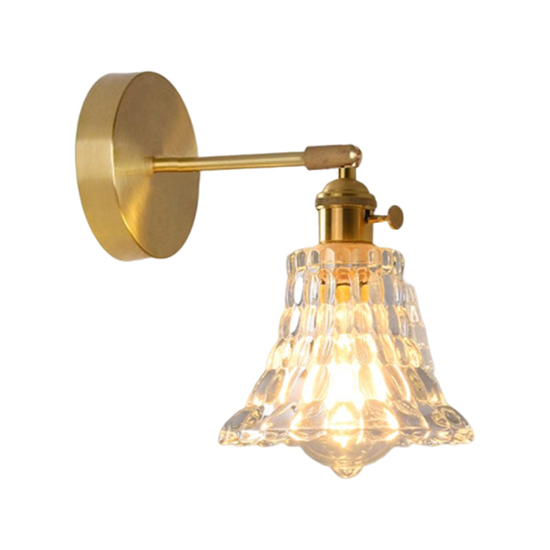 Nordic Modern Wall Light Glass Wall Sconce Light in Brass for Living Room