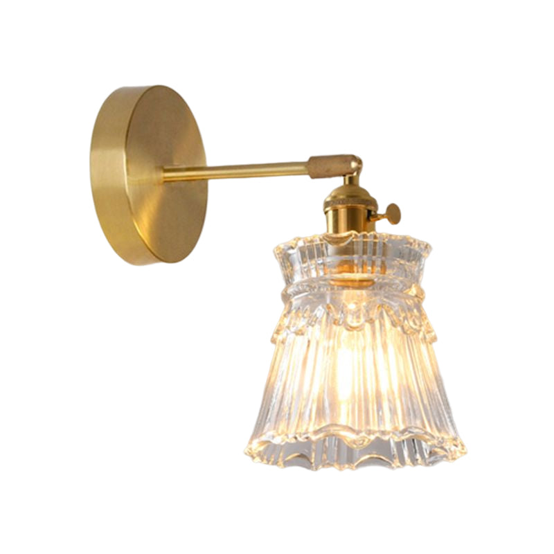 Nordic Modern Wall Light Glass Wall Sconce Light in Brass for Living Room