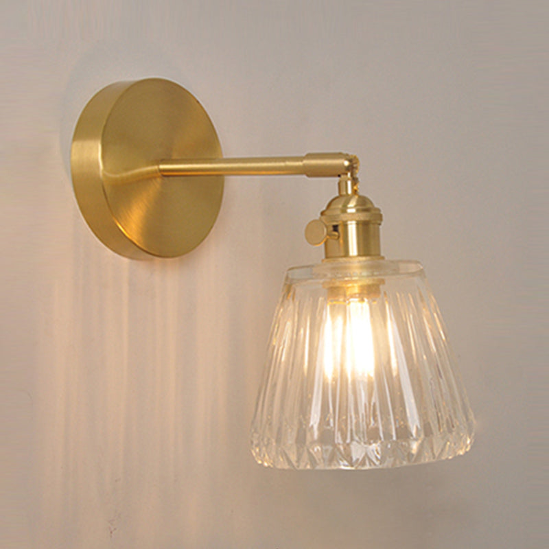 Nordic Modern Wall Light Glass Wall Sconce Light in Brass for Living Room