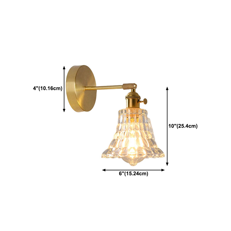 Nordic Modern Wall Light Glass Wall Sconce Light in Brass for Living Room