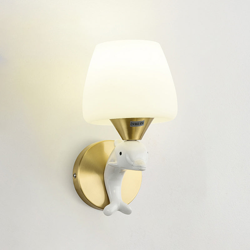 Modern Minimalist Wall Mounted Lamp Glass Wall Lamp in Brass for Living Room