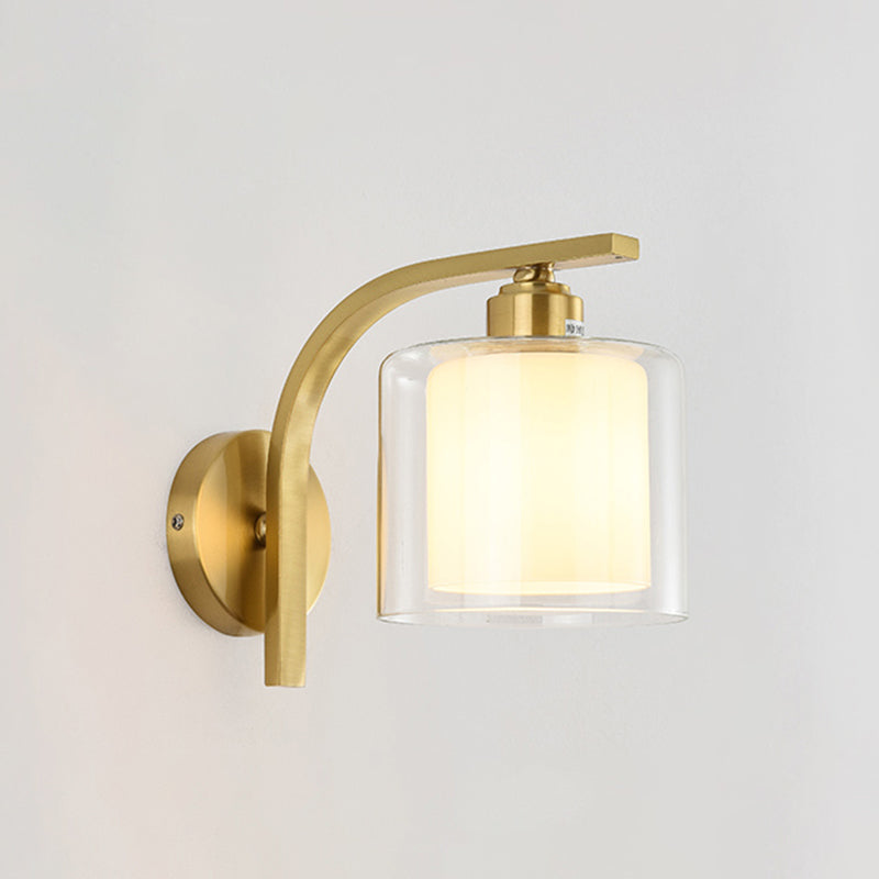 Modern Minimalist Wall Mounted Lamp Glass Wall Lamp in Brass for Living Room