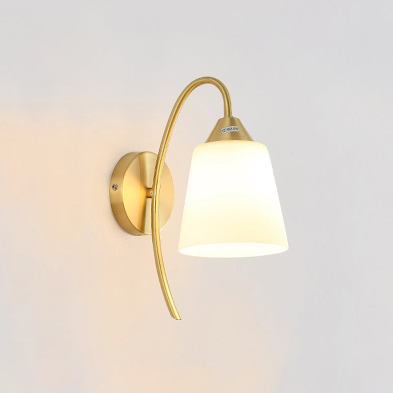 Modern Minimalist Wall Mounted Lamp Glass Wall Lamp in Brass for Living Room