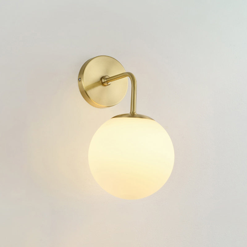 Modern Minimalist Wall Mounted Lamp Glass Wall Lamp in Brass for Living Room