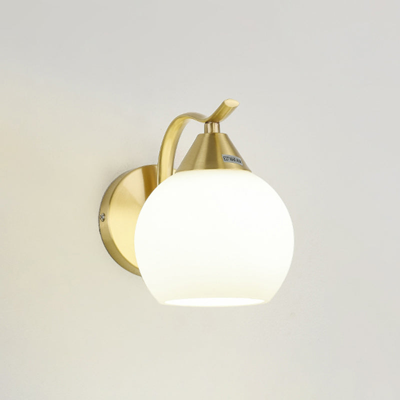 Modern Minimalist Wall Mounted Lamp Glass Wall Lamp in Brass for Living Room