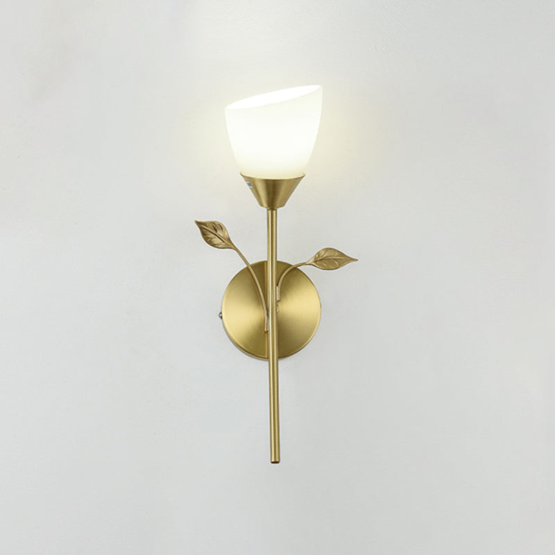 Modern Minimalist Wall Mounted Lamp Glass Wall Lamp in Brass for Living Room