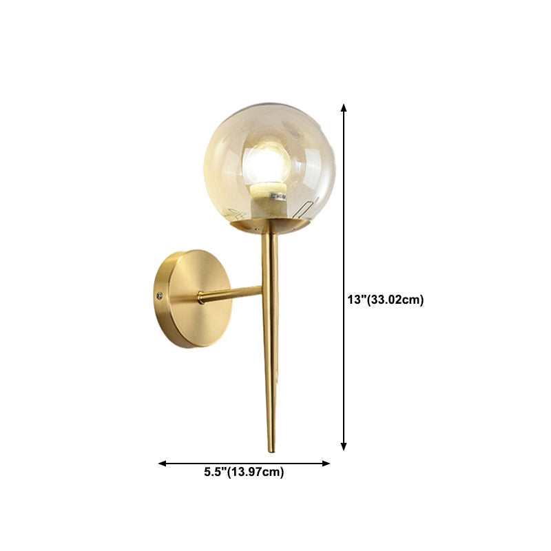 Modern Minimalist Wall Mounted Lamp Glass Wall Lamp in Brass for Living Room