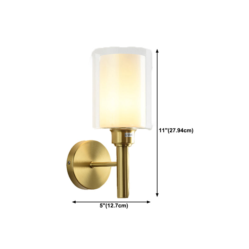 Modern Minimalist Wall Mounted Lamp Glass Wall Lamp in Brass for Living Room