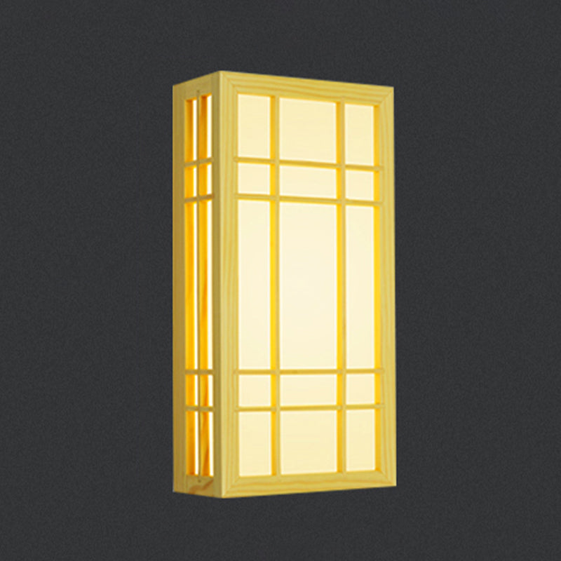 Wooden Wall Mount Light Modern Wall Sconce Lamp with Plastic Shade for Living Room