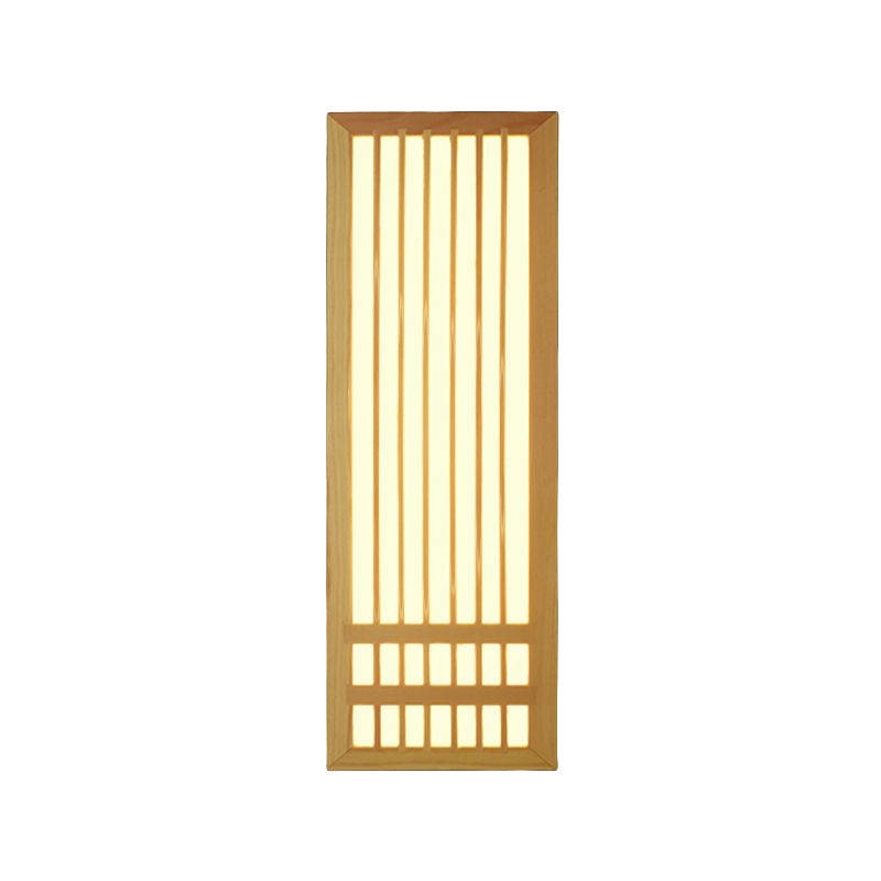 Wooden Wall Mount Light Modern Wall Sconce Lamp with Plastic Shade for Living Room