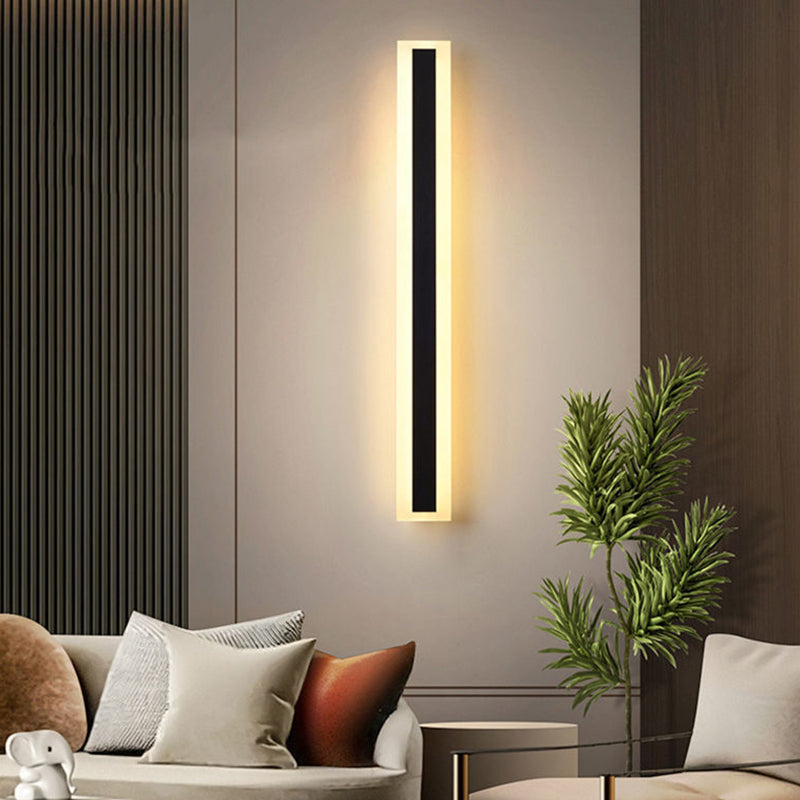 Metal Linear Shape Wall Light Modern 1 Light Wall Mount Fixture in Black