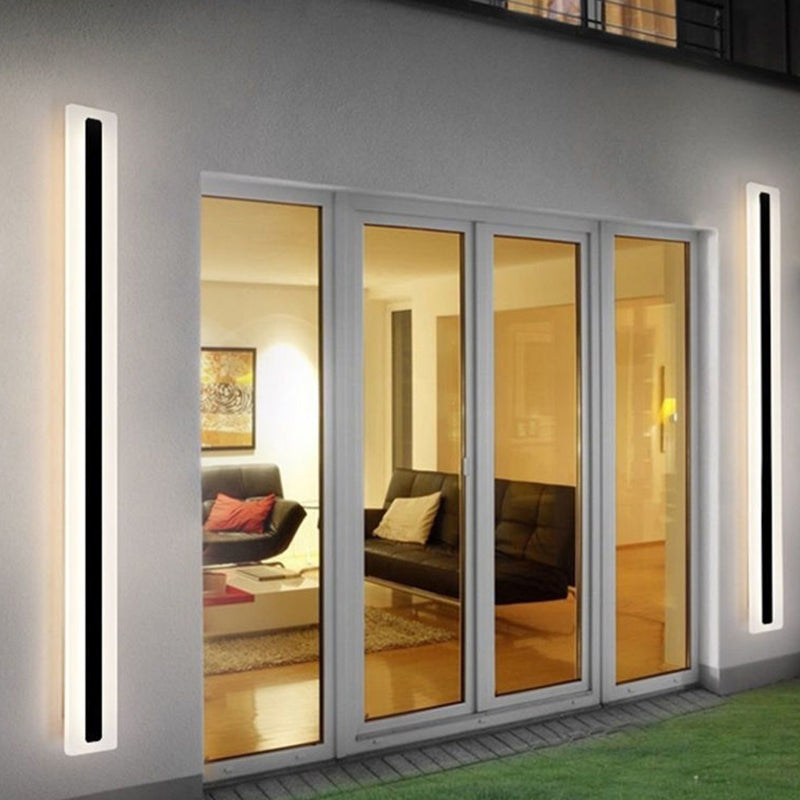 Metal Linear Shape Wall Light Modern 1 Light Wall Mount Fixture in Black