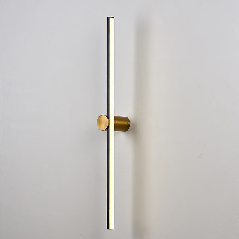 Metal Linear Shape Wall Light Modern 1 Light Wall Mount Fixtures in Black