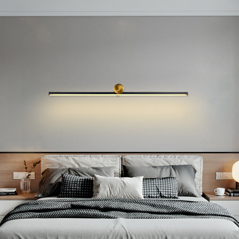 Metal Linear Shape Wall Light Modern 1 Light Wall Mount Fixtures in Black