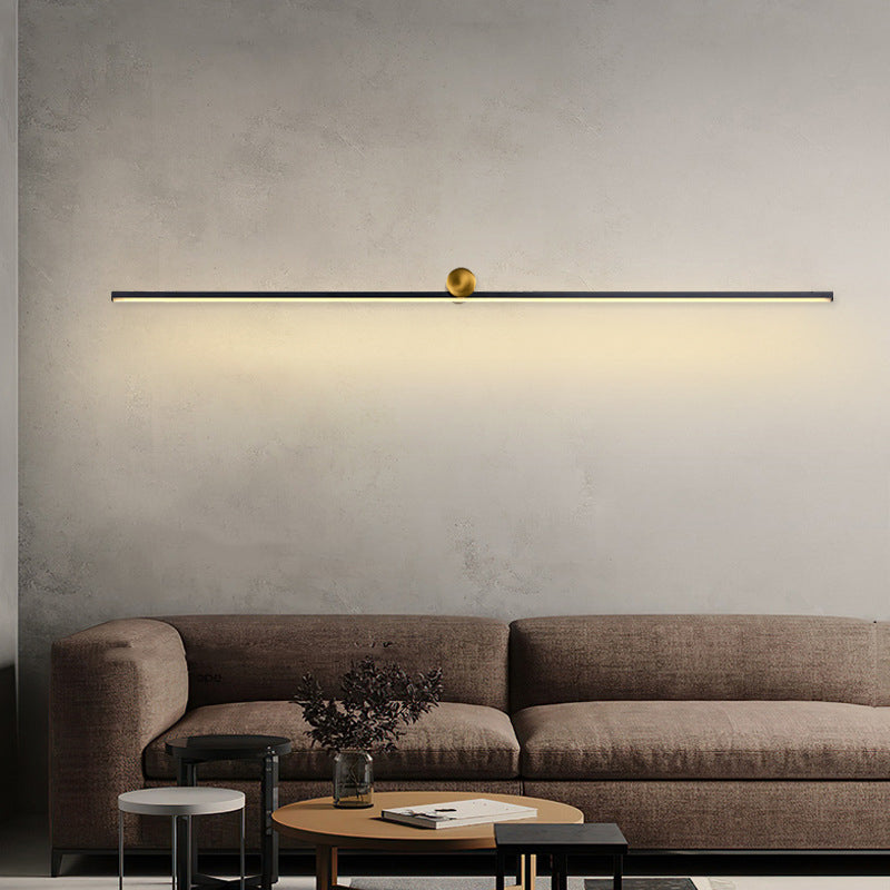 Metal Linear Shape Wall Light Modern 1 Light Wall Mount Fixtures in Black