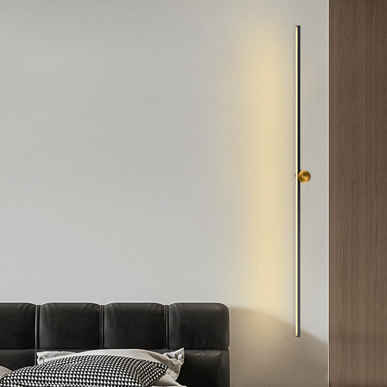Metal Linear Shape Wall Light Modern 1 Light Wall Mount Fixtures in Black