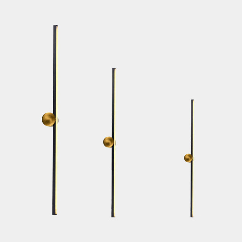 Metal Linear Shape Wall Light Modern 1 Light Wall Mount Fixtures in Black
