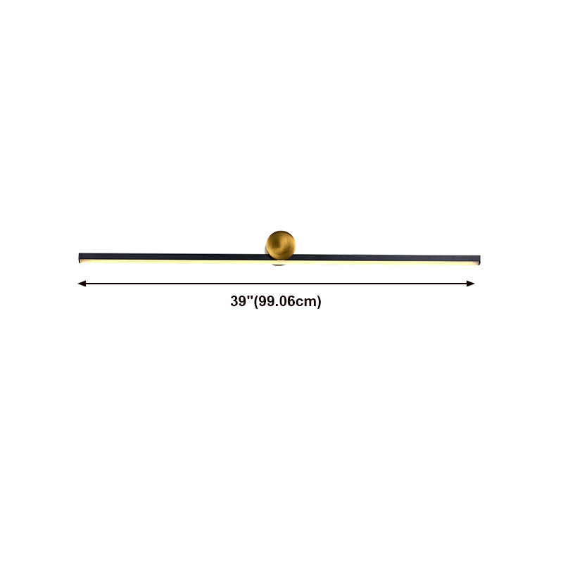 Metal Linear Shape Wall Light Modern 1 Light Wall Mount Fixtures in Black
