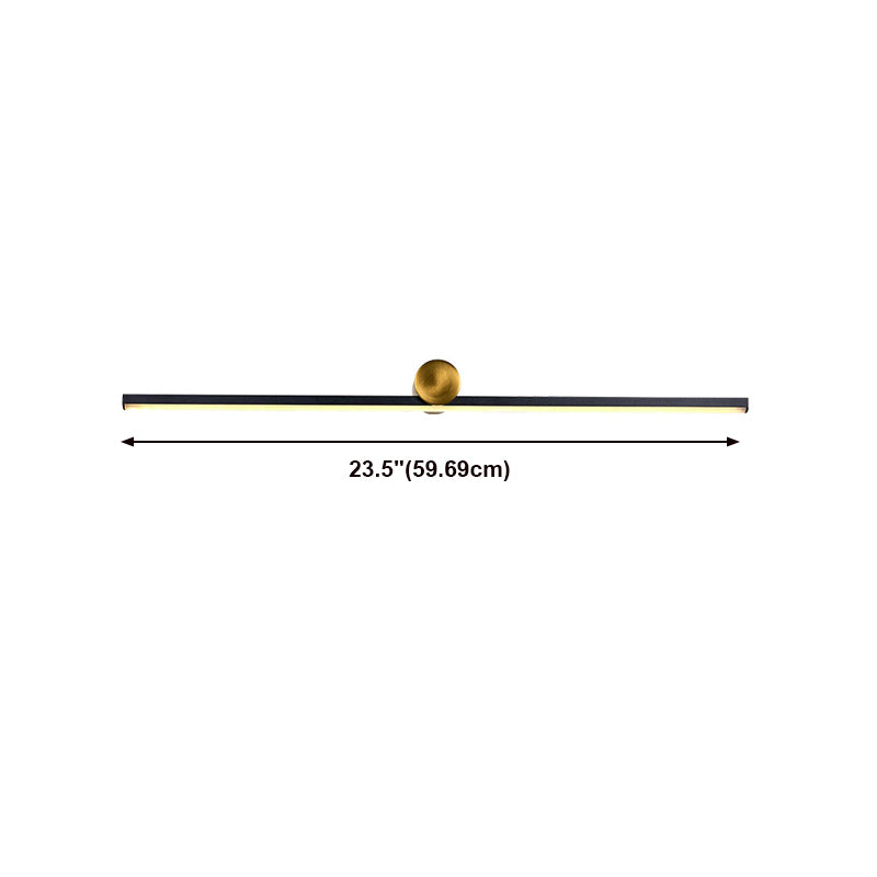 Metal Linear Shape Wall Light Modern 1 Light Wall Mount Fixtures in Black