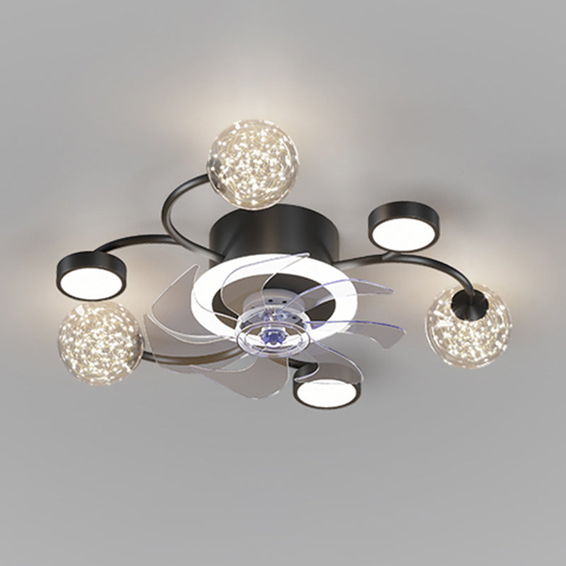 Multi Light Ceiling Fan Lighting Modern Style Metal Ceiling Fan Light for Bedroom