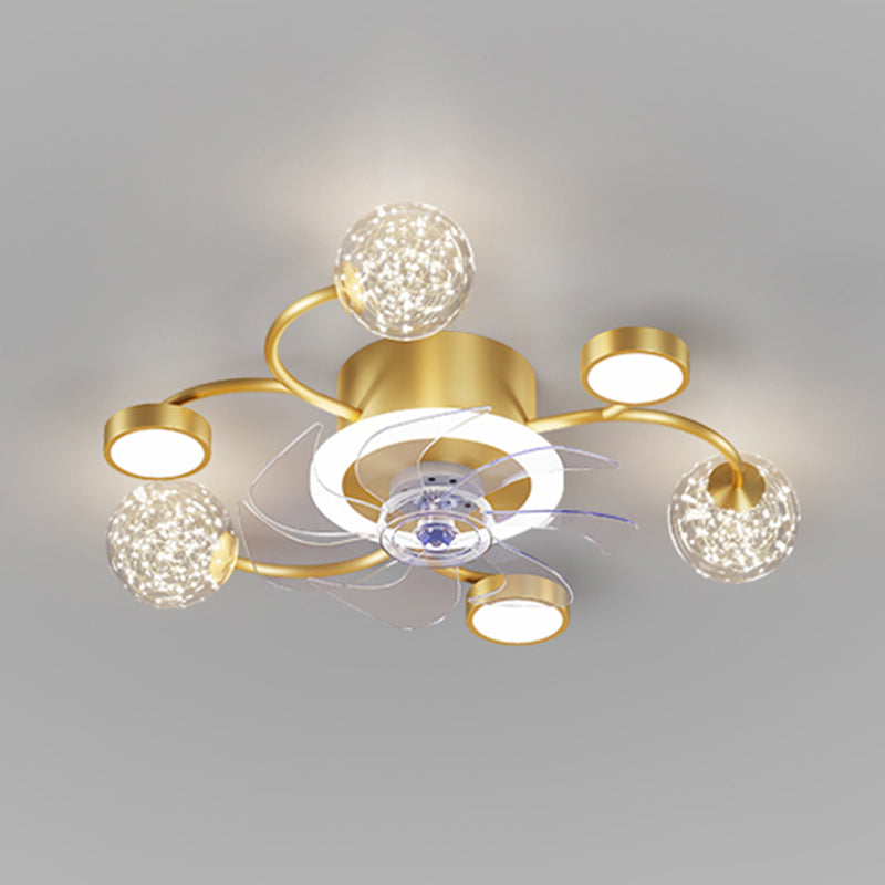 Multi Light Ceiling Fan Lighting Modern Style Metal Ceiling Fan Light for Bedroom