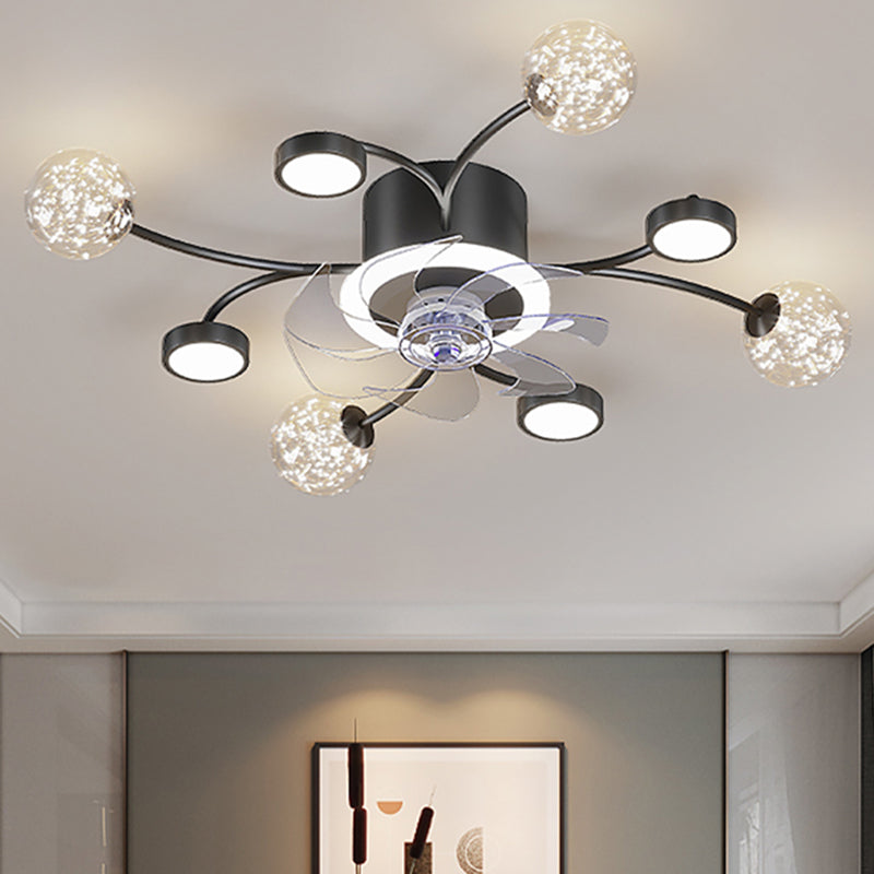 Multi Light Ceiling Fan Lighting Modern Style Metal Ceiling Fan Light for Bedroom