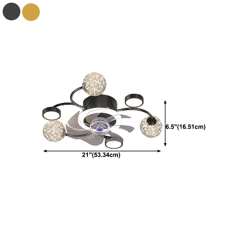 Multi Light Ceiling Fan Lighting Modern Style Metal Ceiling Fan Light for Bedroom