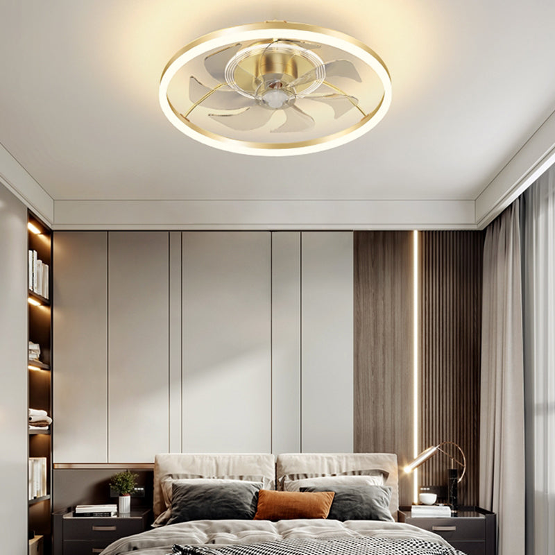 Modern Style Ceiling Fan Lamp Metal Ceiling Fan Lighting in Golden for Bedroom