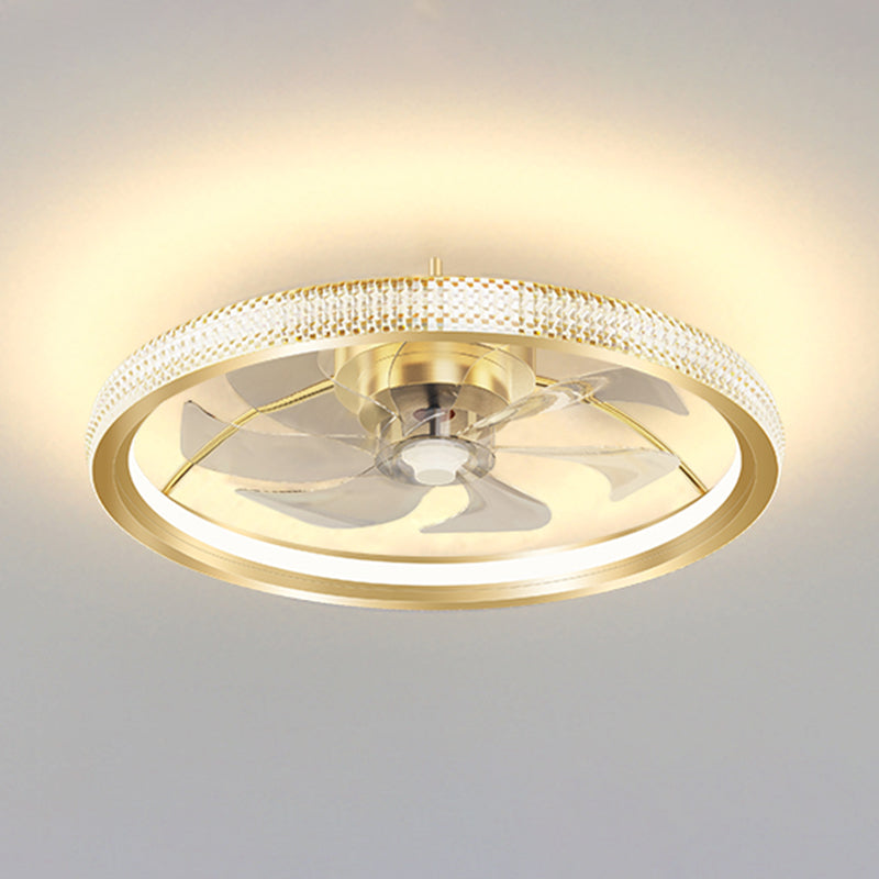 Modern Style Ceiling Fan Lamp Metal Ceiling Fan Lighting in Golden for Bedroom