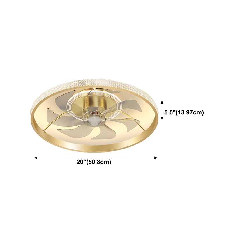 Modern Style Ceiling Fan Lamp Metal Ceiling Fan Lighting in Golden for Bedroom