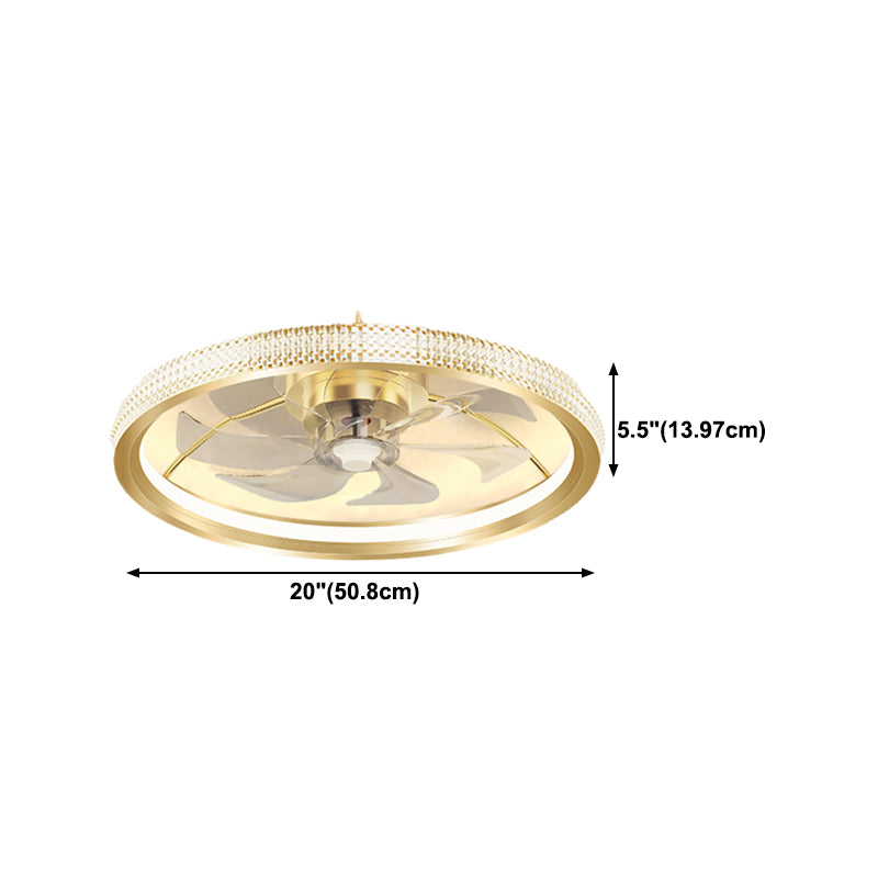 Modern Style Ceiling Fan Lamp Metal Ceiling Fan Lighting in Golden for Bedroom