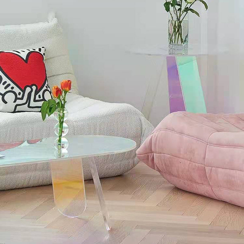 Light Luxury Gradient Colorful Coffee Table Round Oval Acrylic Coffee Table