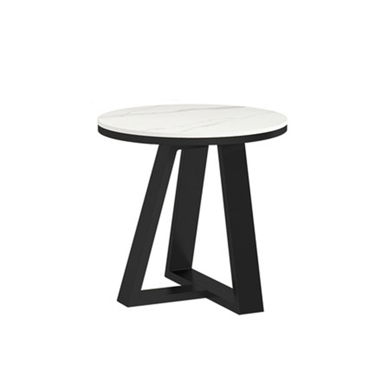 Modern Style Grey/black/white Slate Top Black Metal Base Round Coffee Table