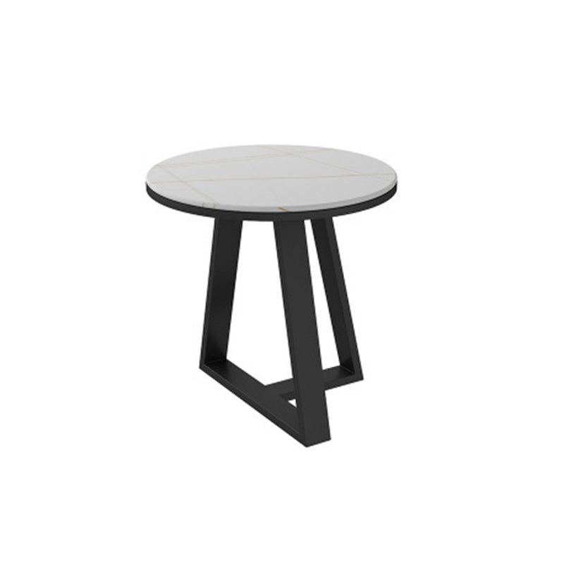 Modern Style Grey/black/white Slate Top Black Metal Base Round Coffee Table