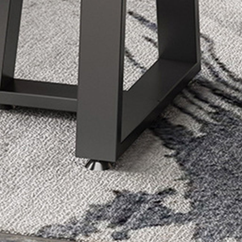 Modern Style Grey/black/white Slate Top Black Metal Base Round Coffee Table