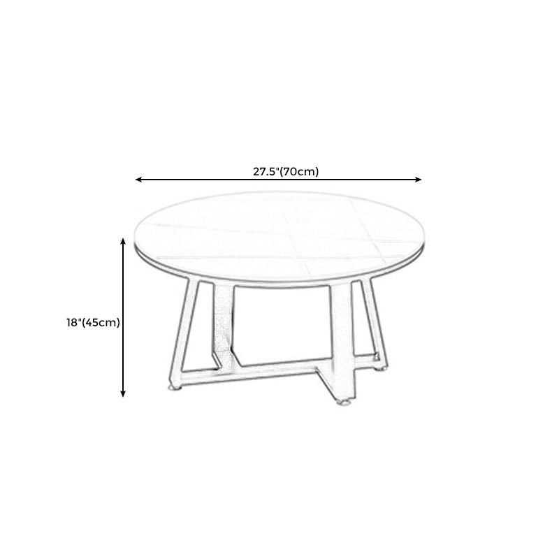 Modern Style Grey/black/white Slate Top Black Metal Base Round Coffee Table
