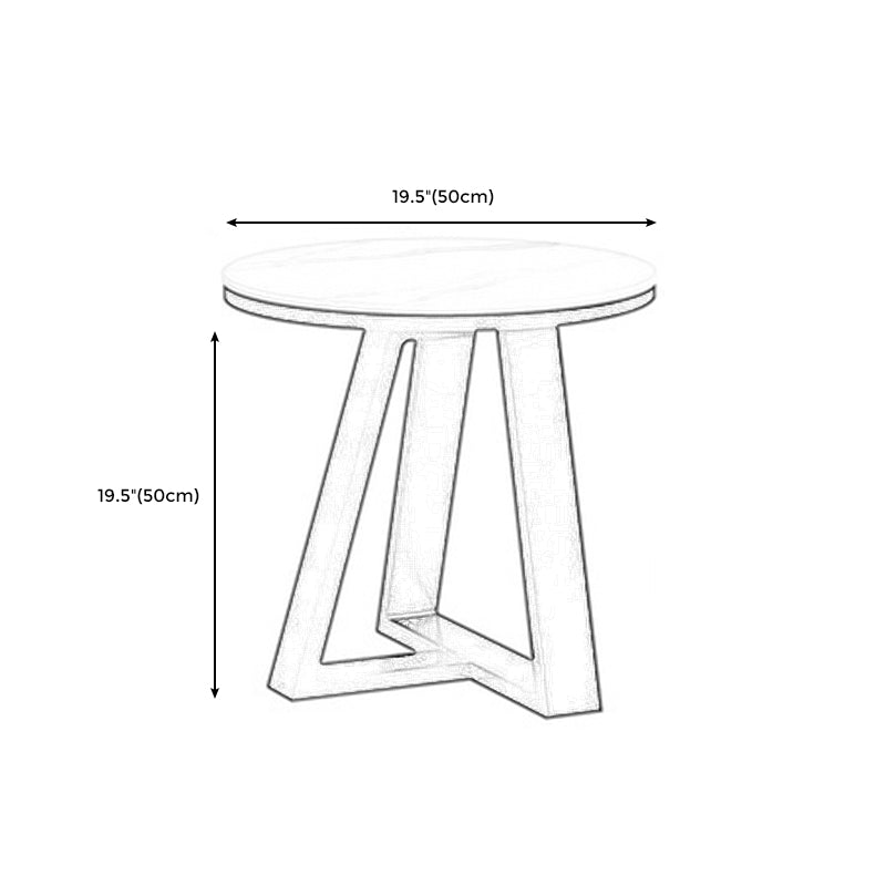 Modern Style Grey/black/white Slate Top Black Metal Base Round Coffee Table