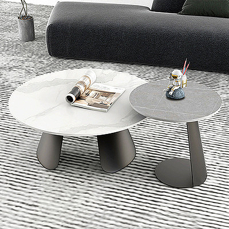 3 Legs Base Cocktail Table Rock Plate Table Round Coffee Table with Metal Base