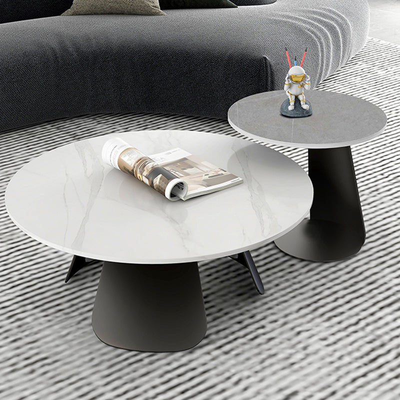 3 Legs Base Cocktail Table Rock Plate Table Round Coffee Table with Metal Base