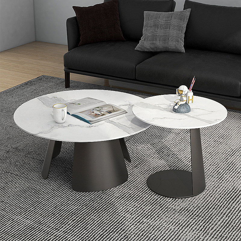 3 Legs Base Cocktail Table Rock Plate Table Round Coffee Table with Metal Base